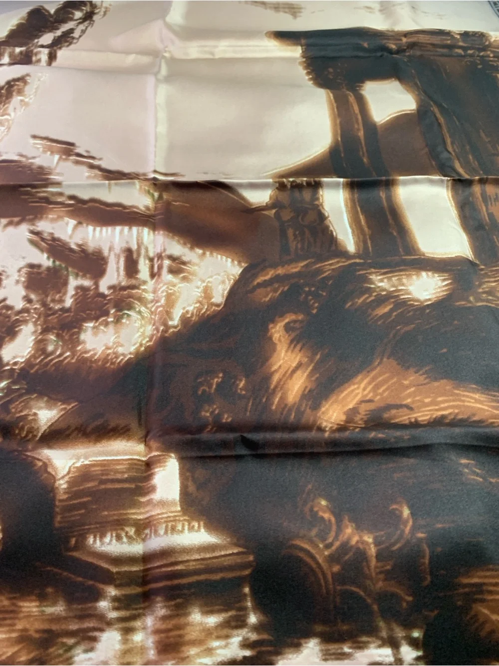 Prada Brown & Beige Silk Scarf with Subtle Motif